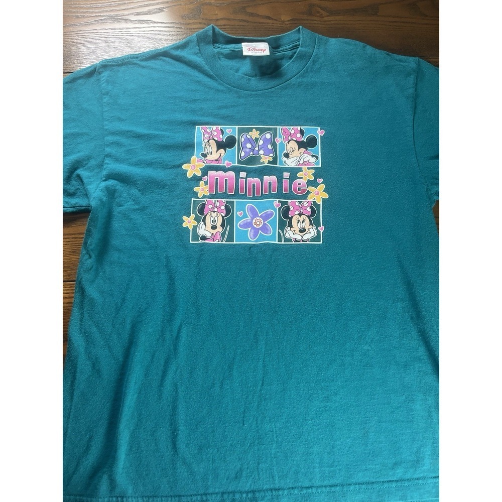 VTG The Disney Store Womens Minnie Mouse Jade Color T-shirt Sz Large Made In USA